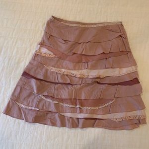 Anthropologie Odille Mixed Media Skirt Rose Pink